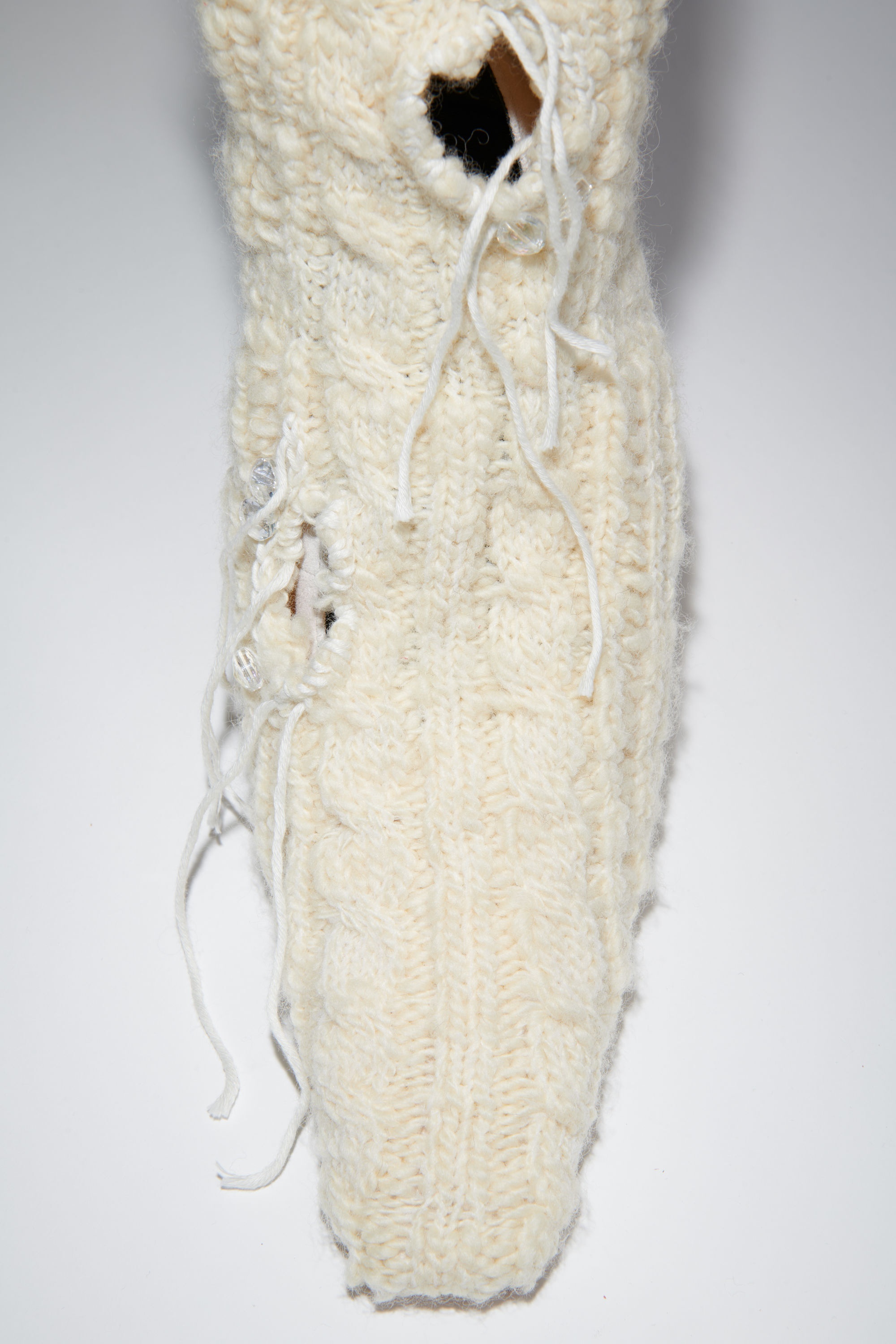 Distressed sock boots - Cream beige - 4