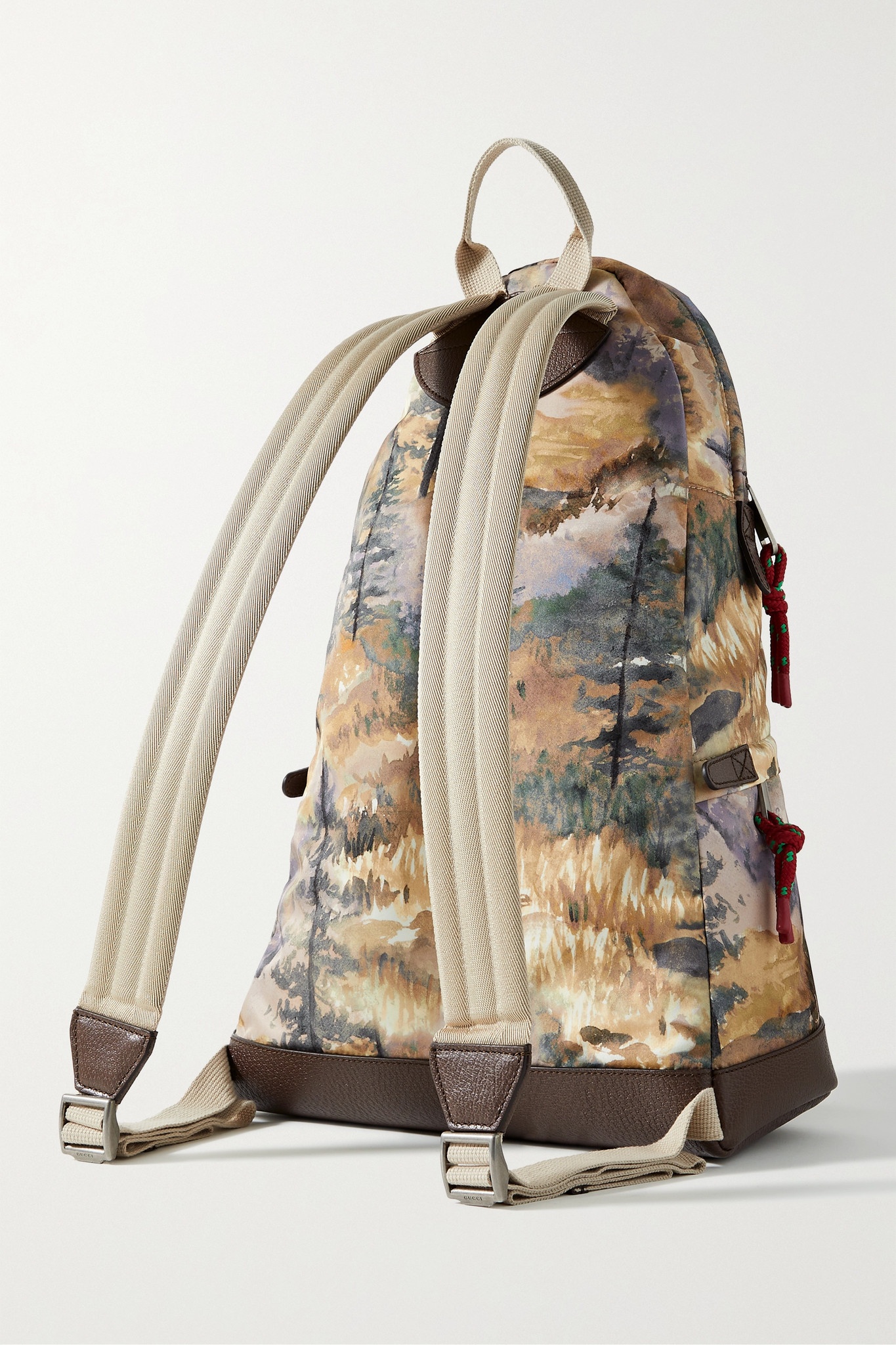 + The North Face textured leather-trimmed printed shell backpack - 3