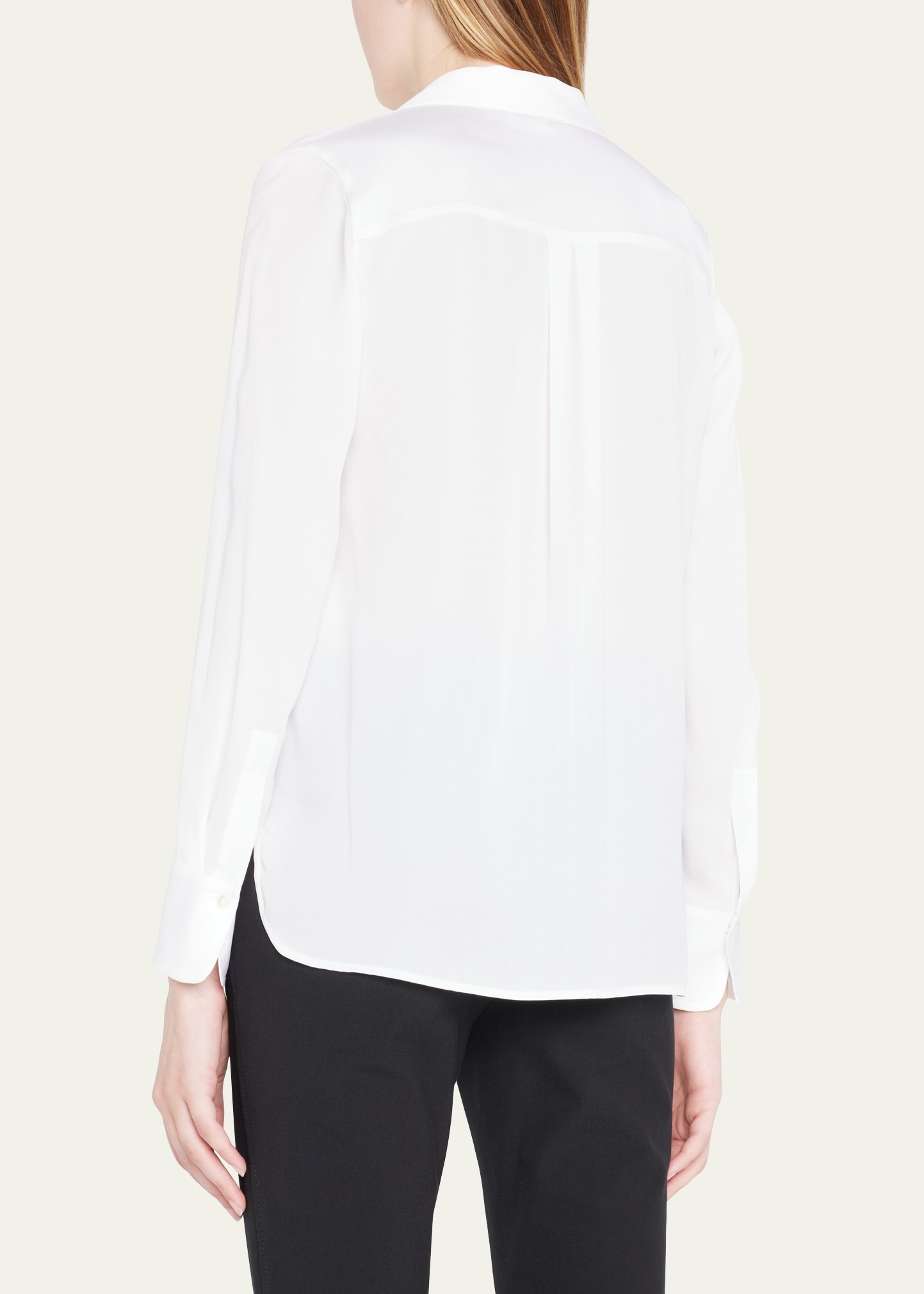 Slim-Fit Long-Sleeve Stretch-Silk Blouse - 3