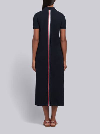Thom Browne Navy Classic Cotton Pique Center Back Stripe A-line Short Sleeve Polo Shirtdress outlook