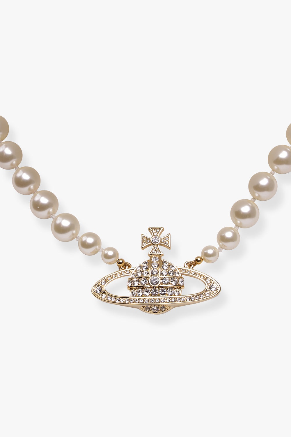 ONE ROW PEARL BAS RELIEF NECKLACE | WHITE/GOLD - 2