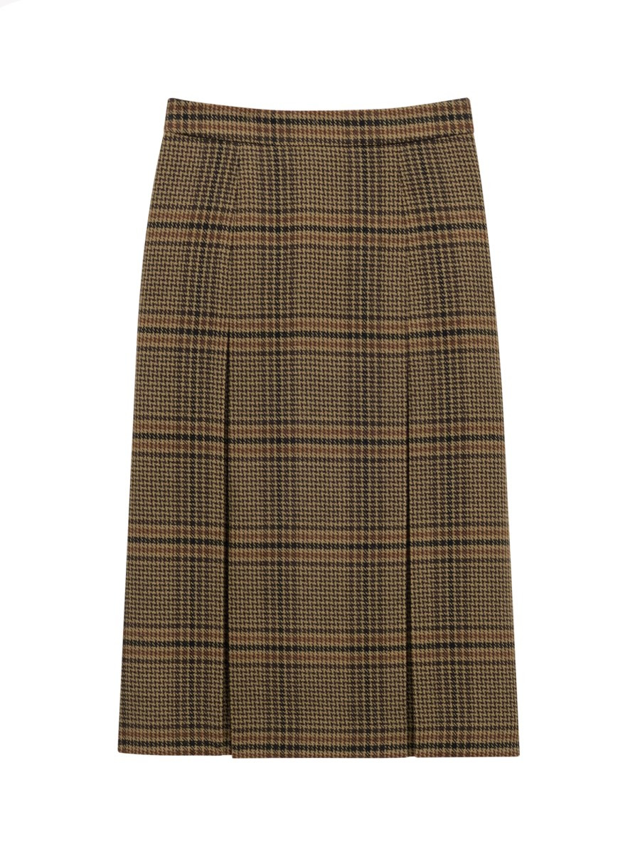PRINCE OF WALES WOOL AND CASHMERE MIDI SKIRT - 2