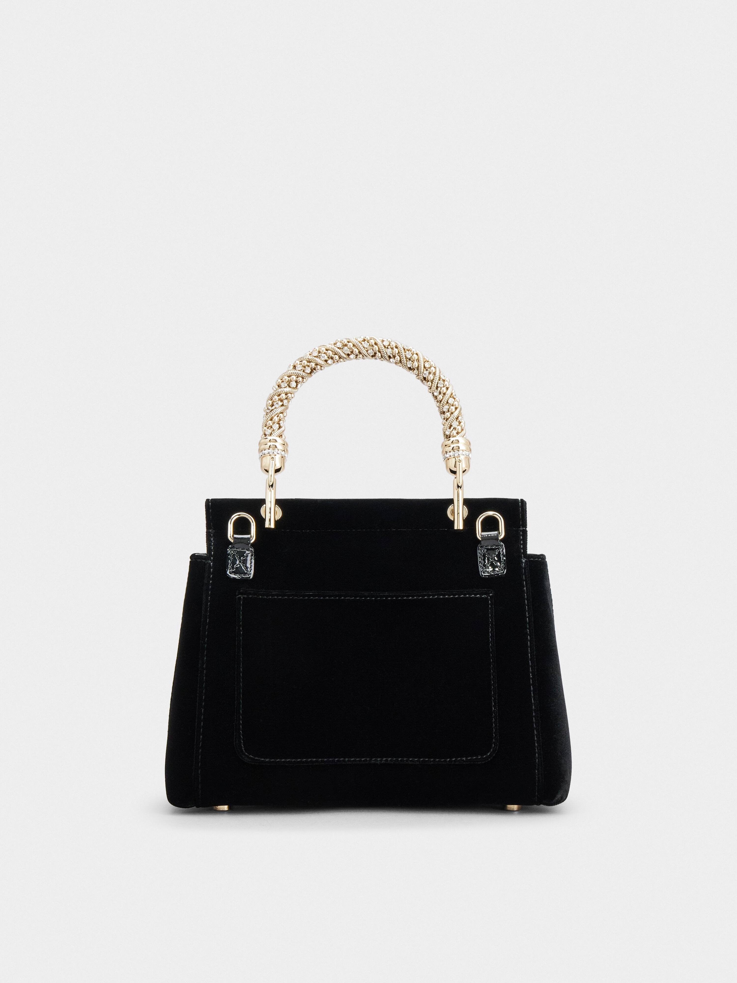 Viv' Flower Strass Jewel Cabas Mini Bag in Velvet - 4