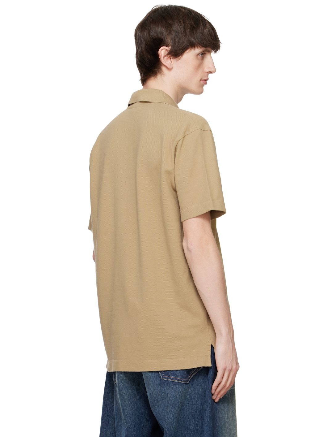 Khaki Bold Fox Head Patch Comfort Polo - 3