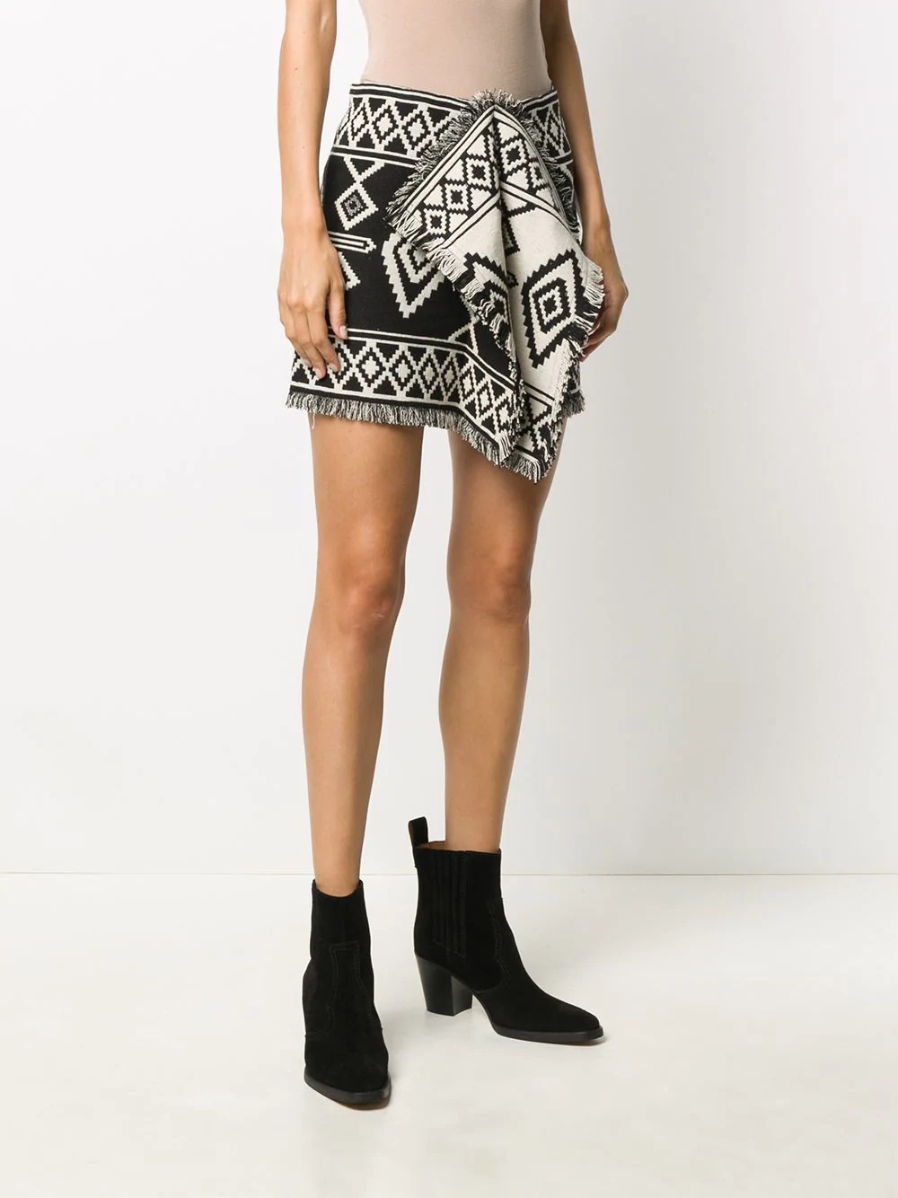 fringed printed mini skirt - 3