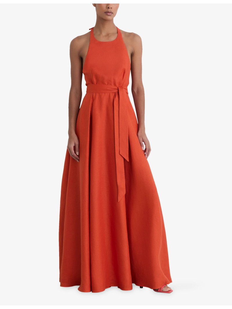 REISS Paules Open-Back Linen Maxi Dress outlook