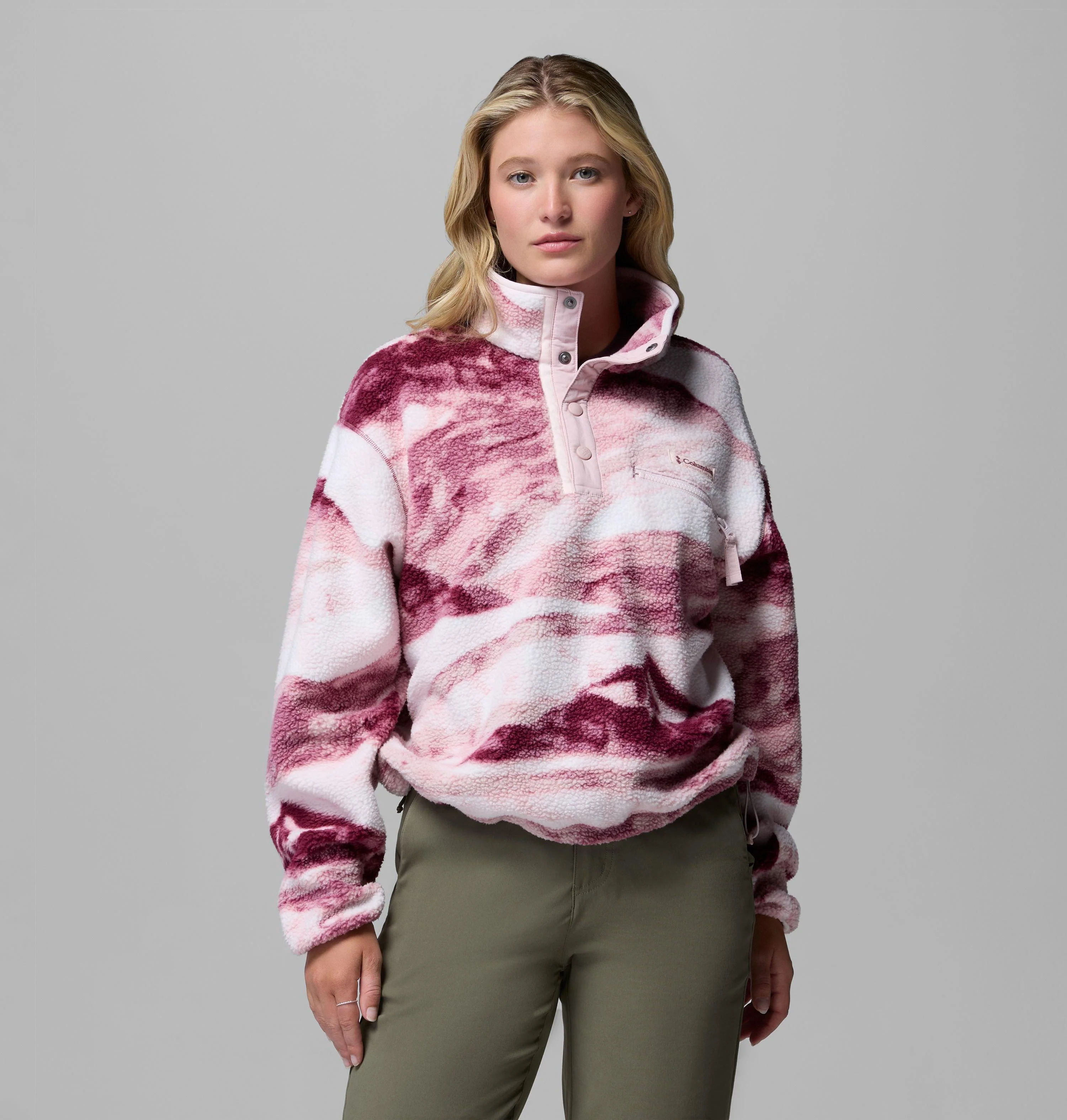 Women's Helvetia II Printed Cropped Half Snap Fleece Pullover - 1