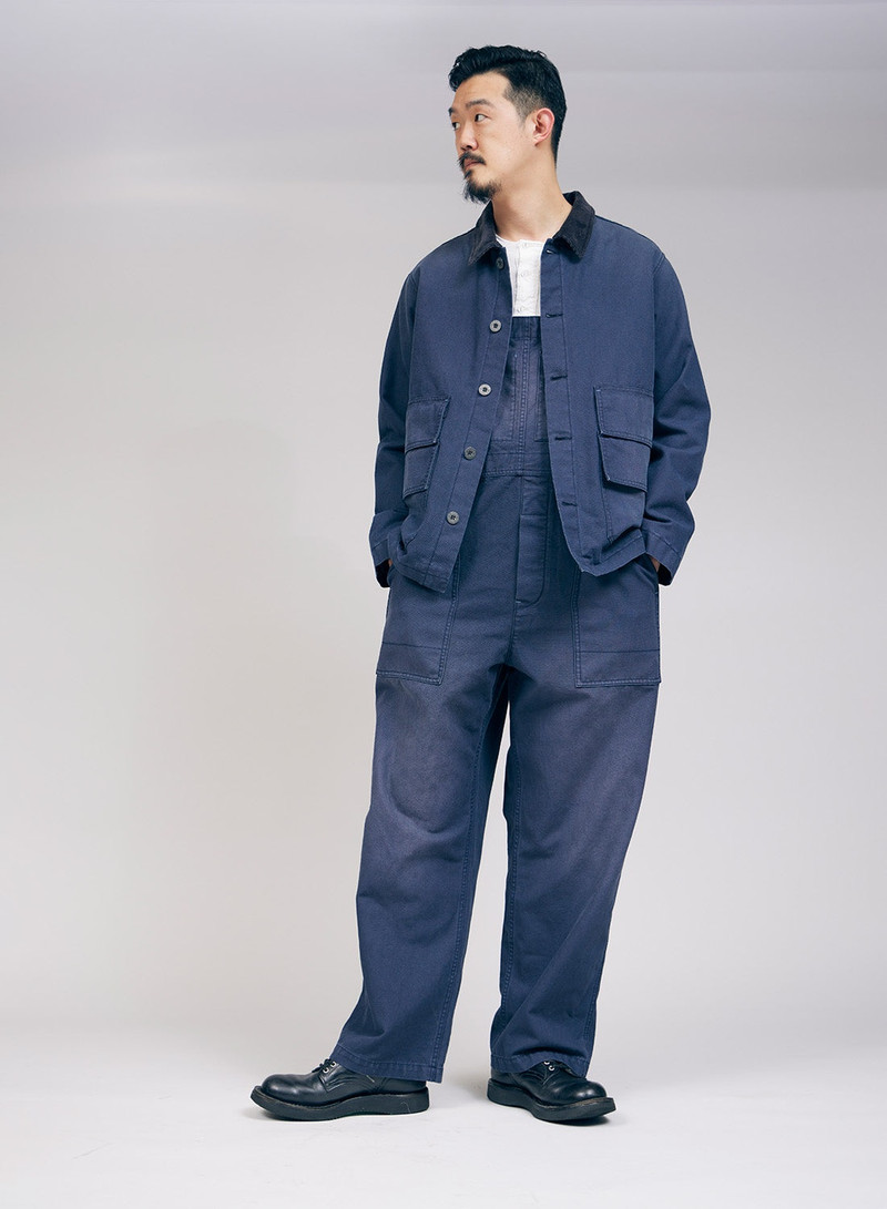 Nigel Cabourn Hunting Chore Jacket Canvas in Black Navy | REVERSIBLE