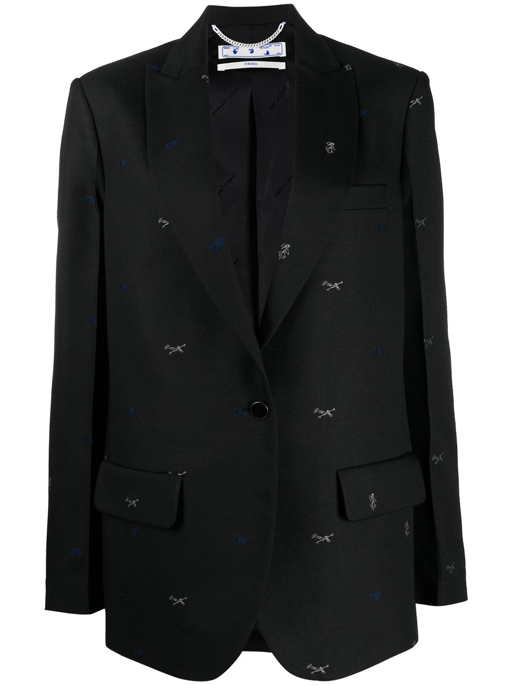 embroidered single-breasted blazer - 1