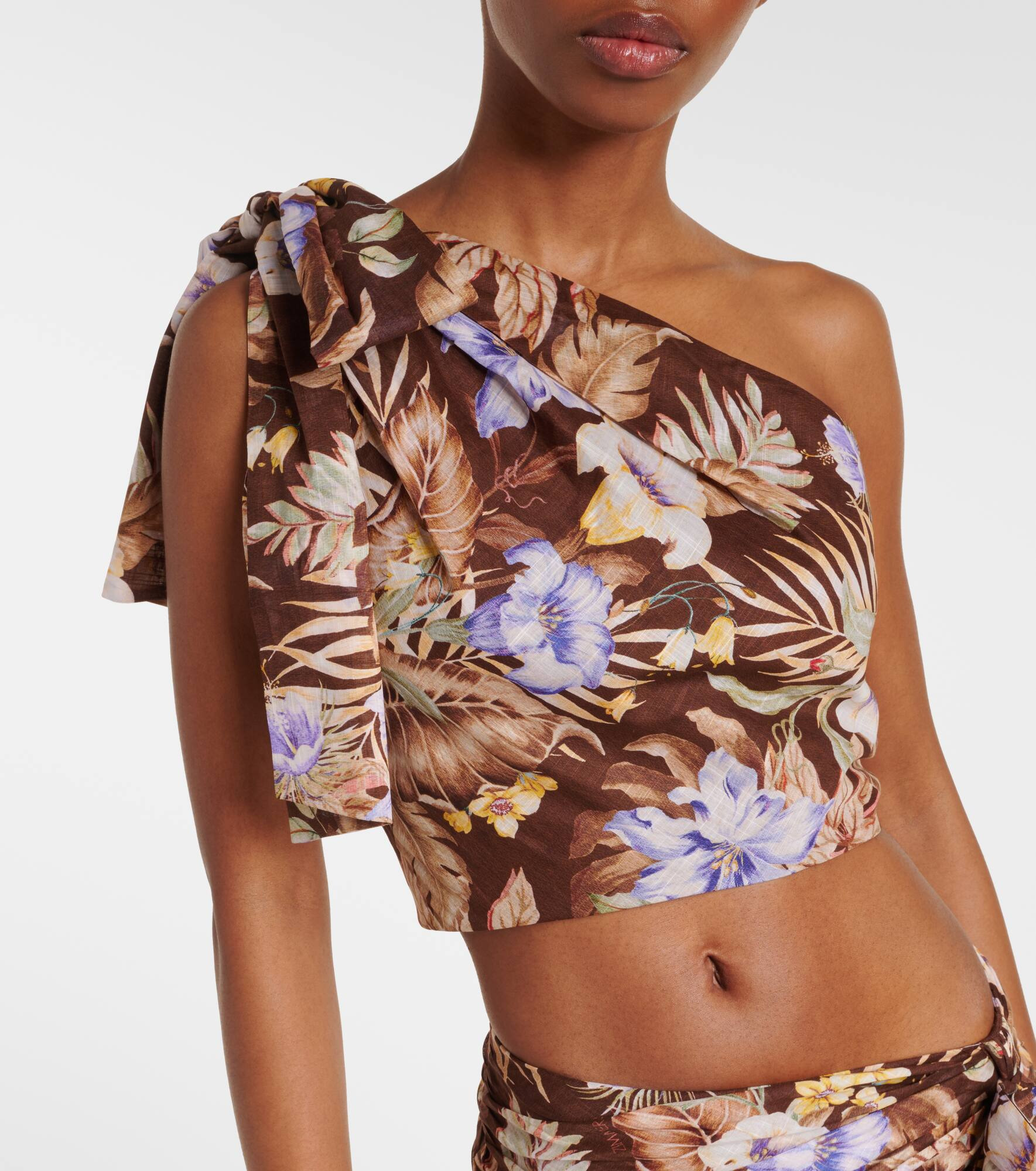 Coco floral one-shoulder cotton top - 4