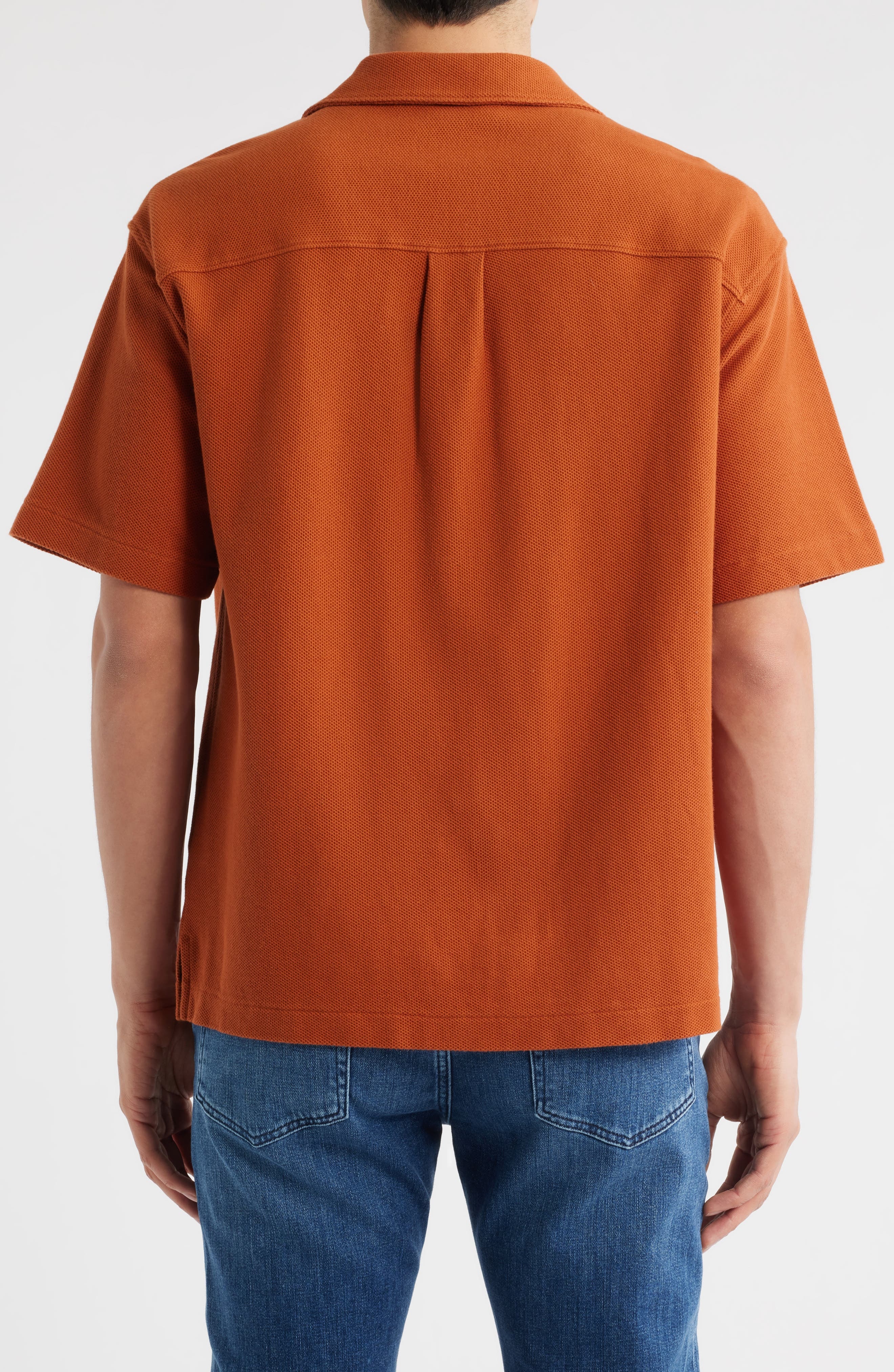 FRAME Relaxed Jacquard Camp Shirt in Dark Orange at Nordstrom - 3