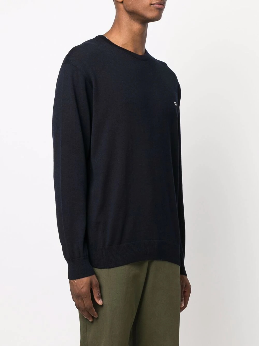 embroidered logo virgin wool sweater - 3