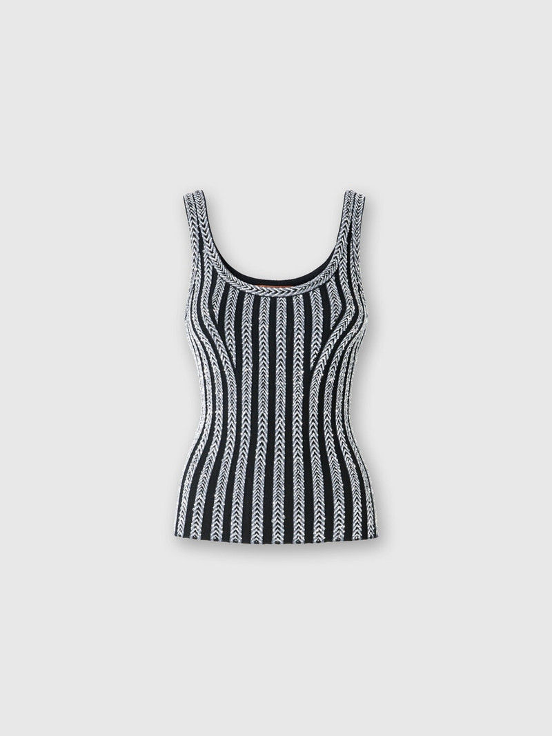 Zig zag ribbed tank top with sequins 1