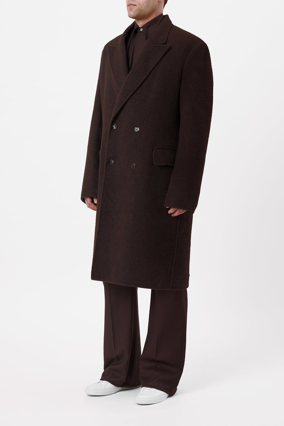 Mcaffrey Coat in Chocolate Double-Face Recycled Cashmere - 4