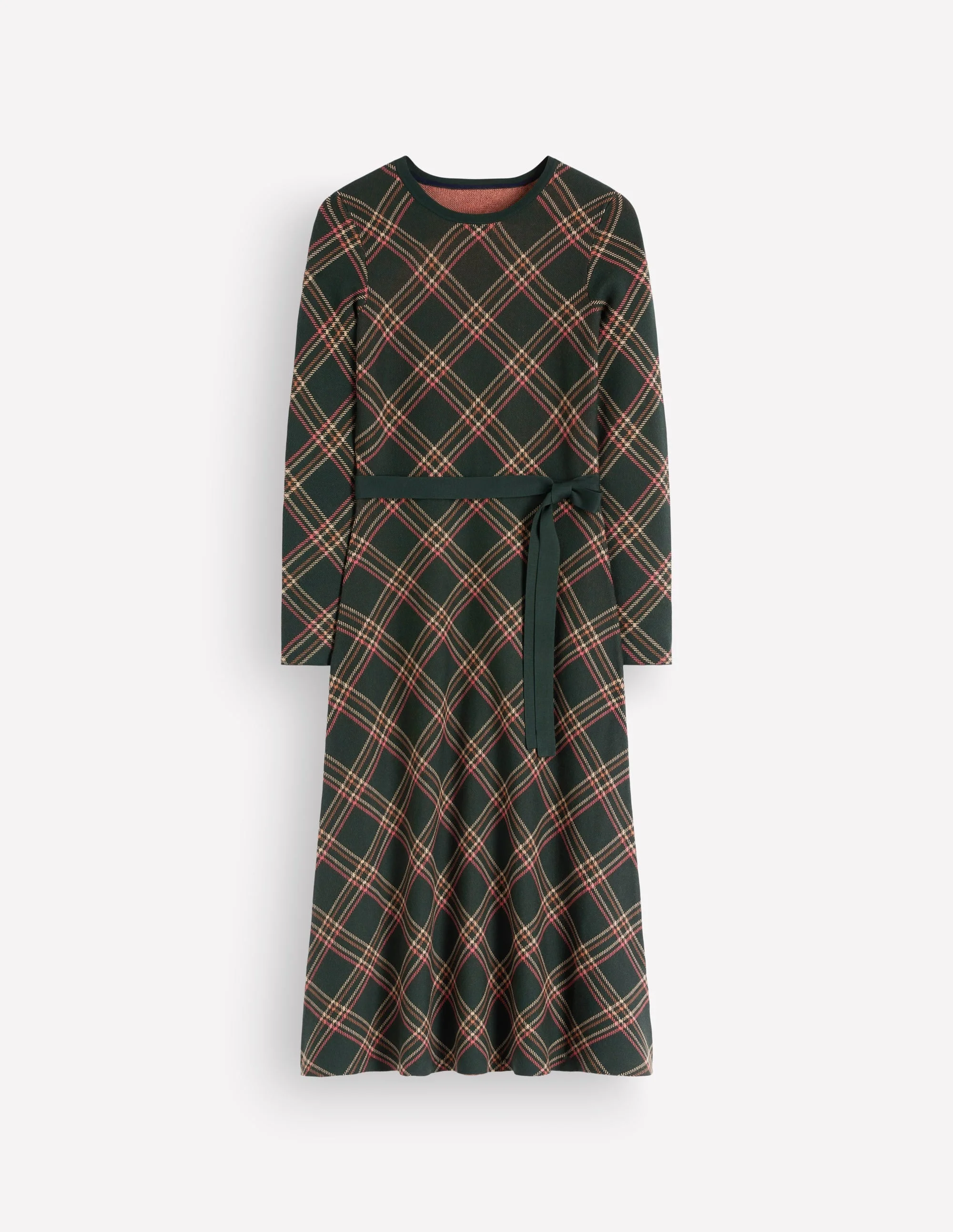 Crew Midi Jacquard Dress-Green Check - 1