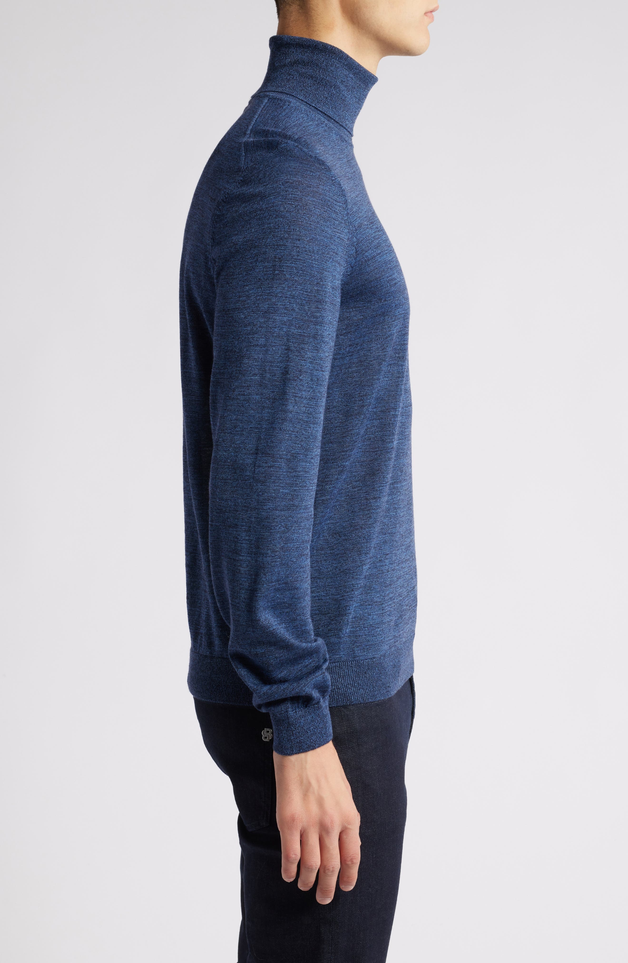 BOSS Musso Virgin Wool Turtleneck Sweater in Bright Blue at Nordstrom - 3