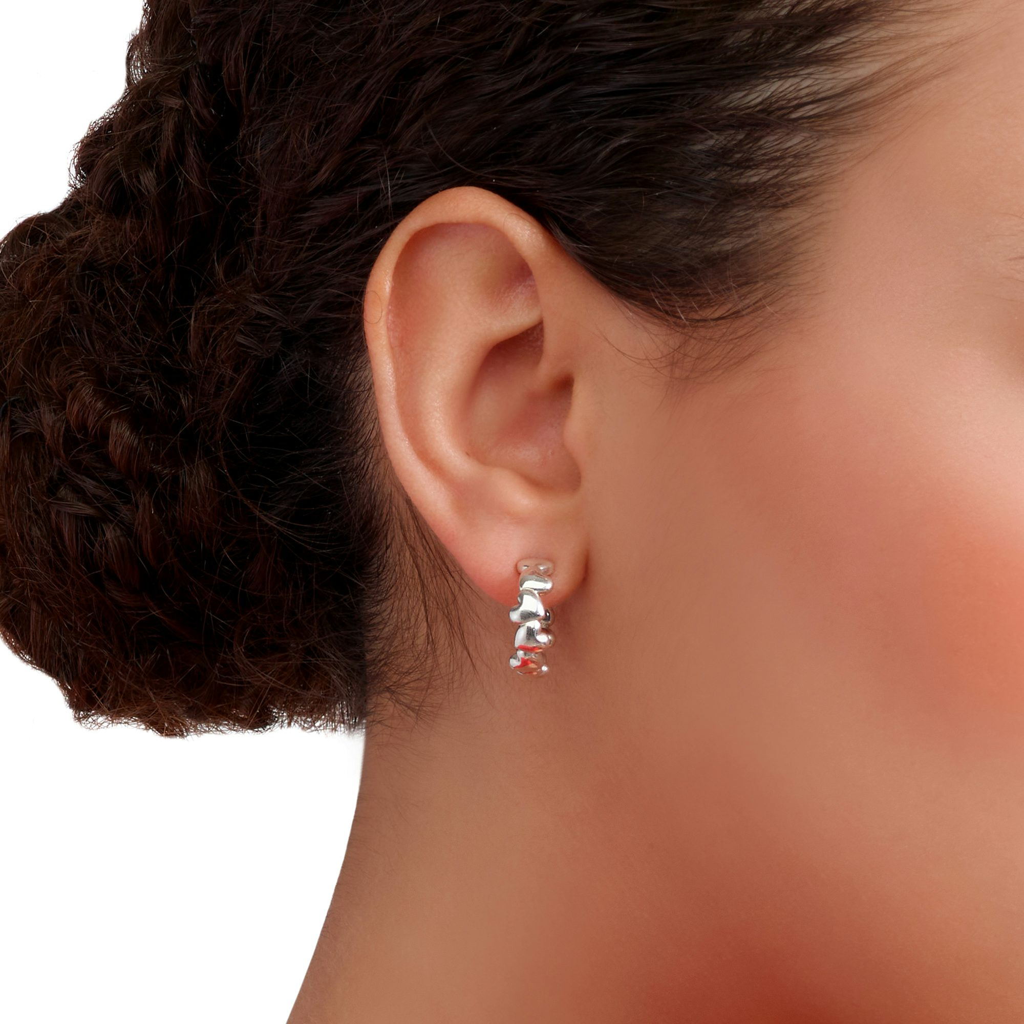 SILVER HEART HOOP EARRINGS - 3