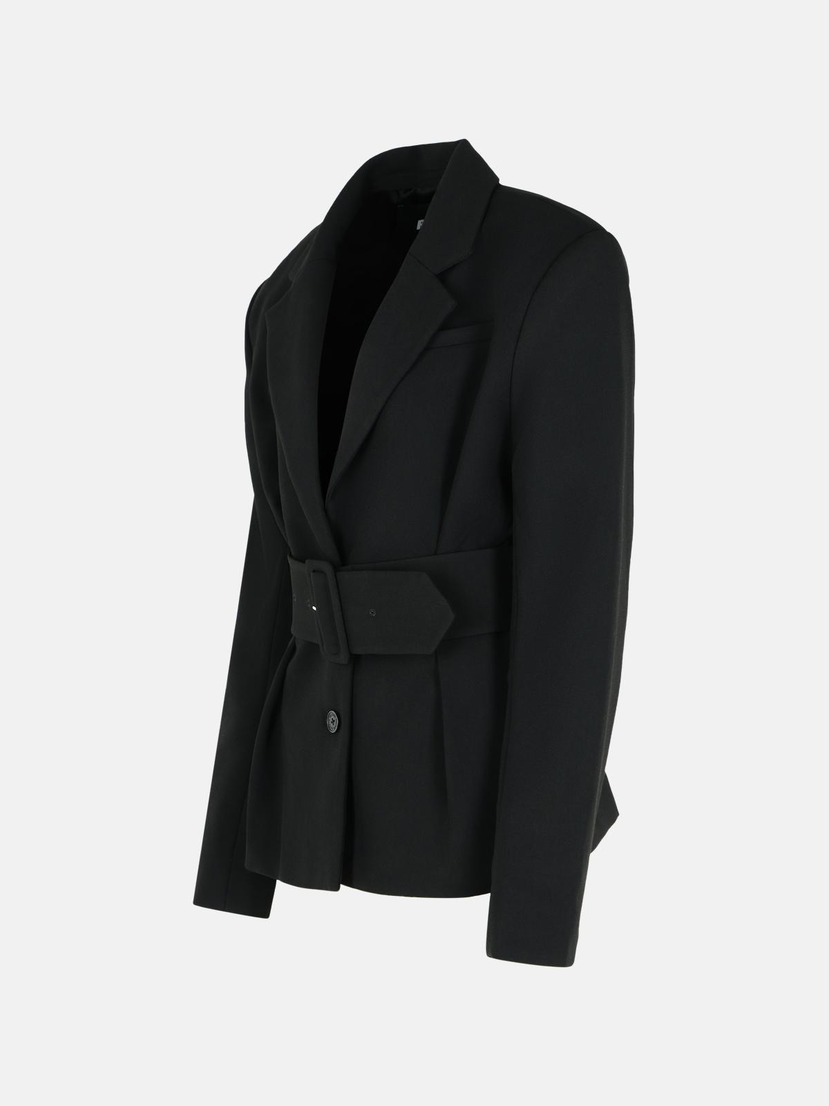 'LARINA' BLACK POLYESTER BLAZER - 2