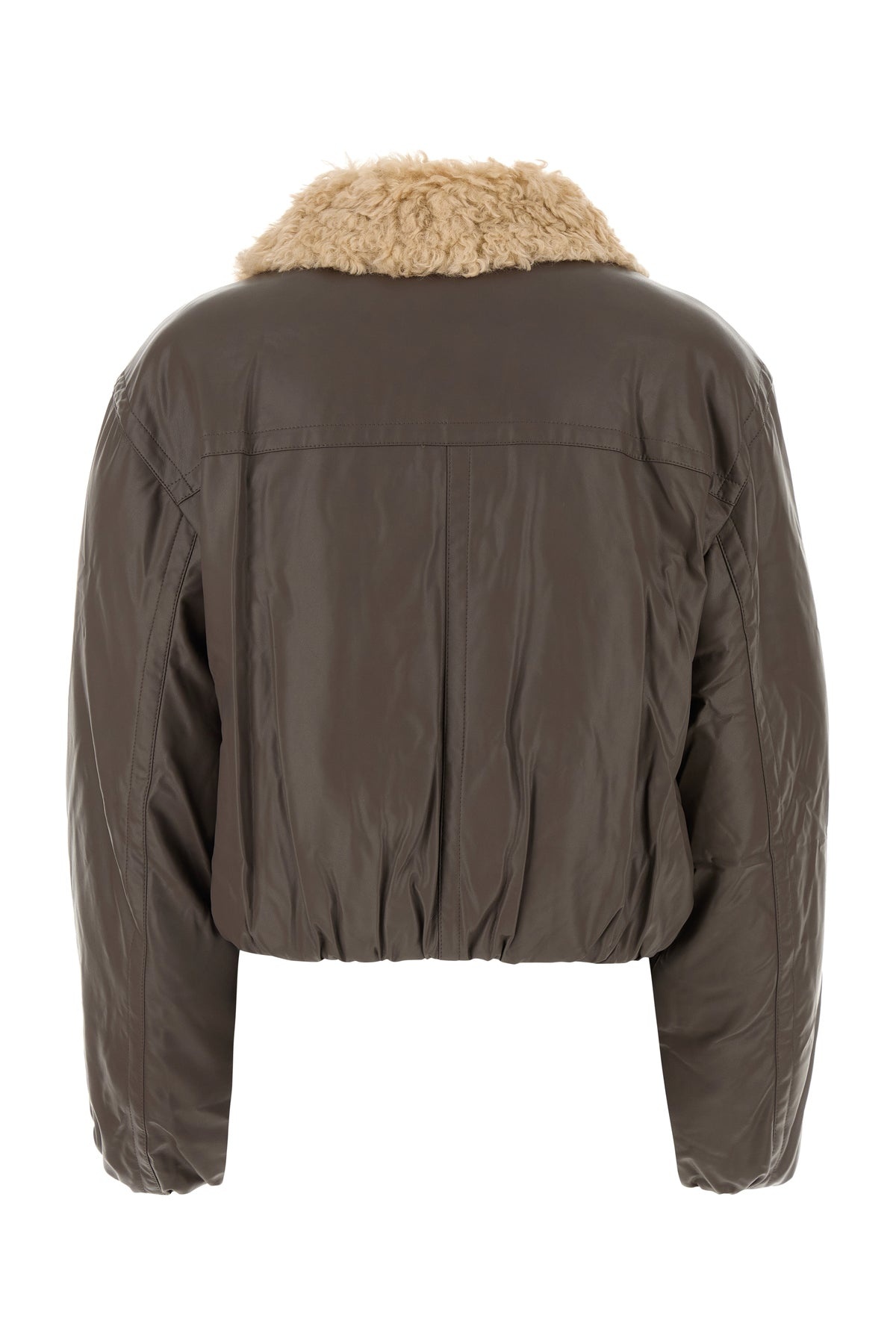 Brown synthetic leather Fran padded jacket - 2