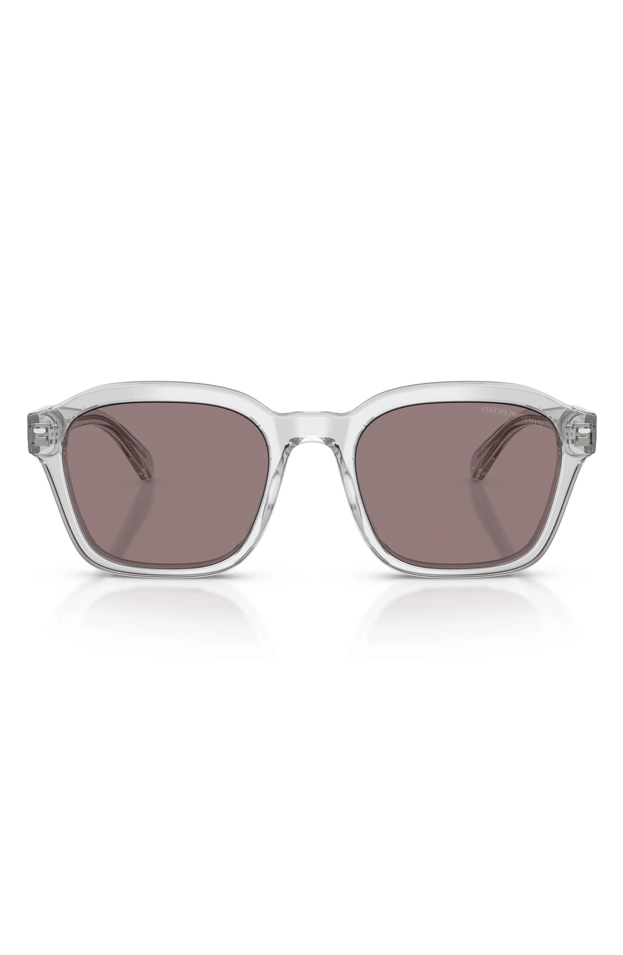 Emporio Armani 54mm Irregular Sunglasses in Shiny Crystal /Purple Brown at Nordstrom - 1