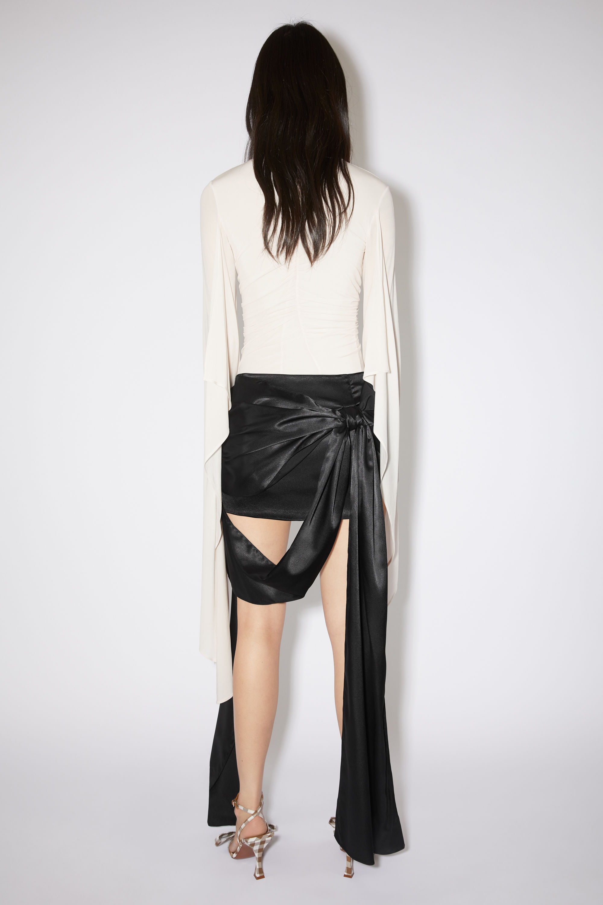 Satin bow mini skirt - Black - 3