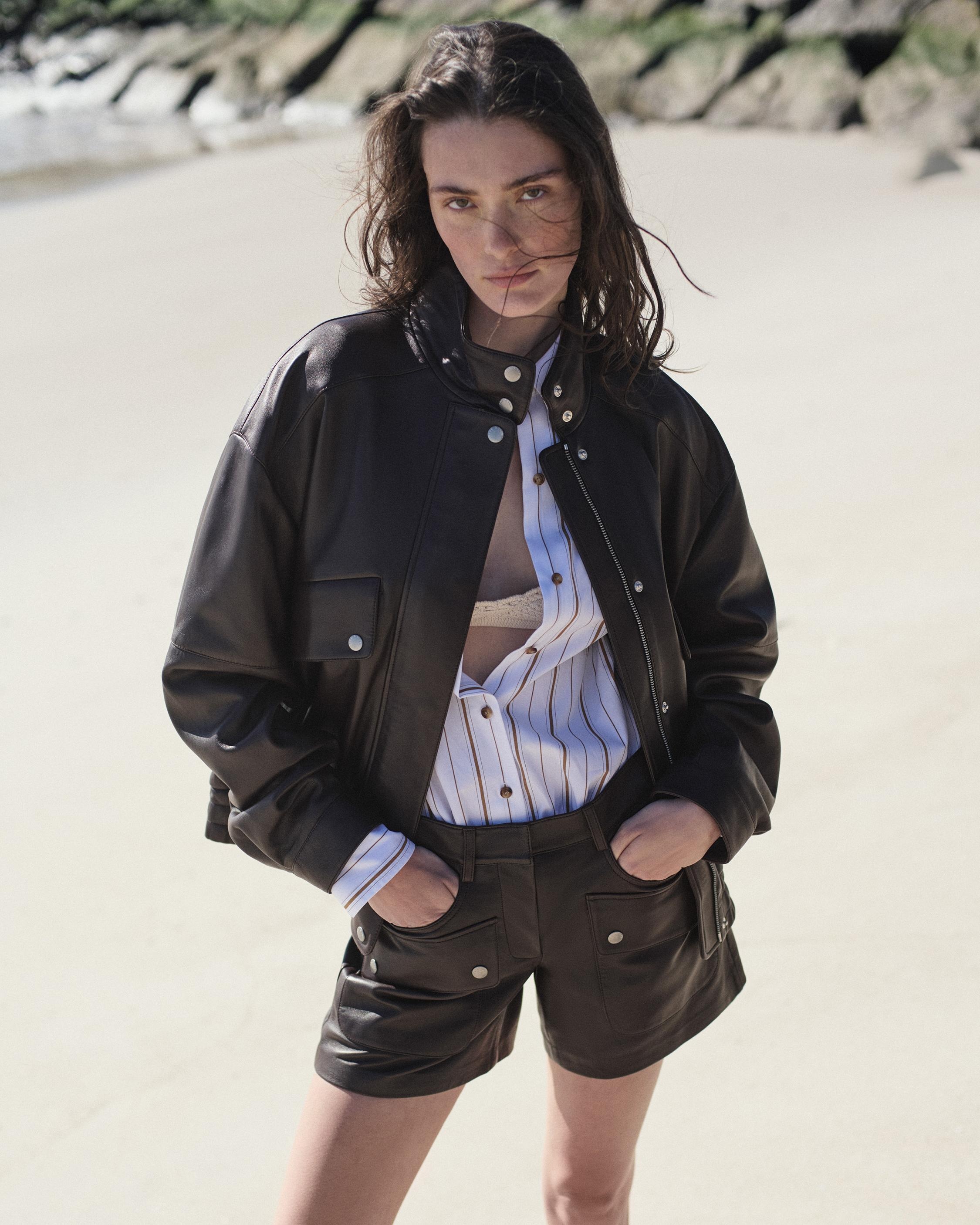 Aria Leather Bomber Jacket - 8