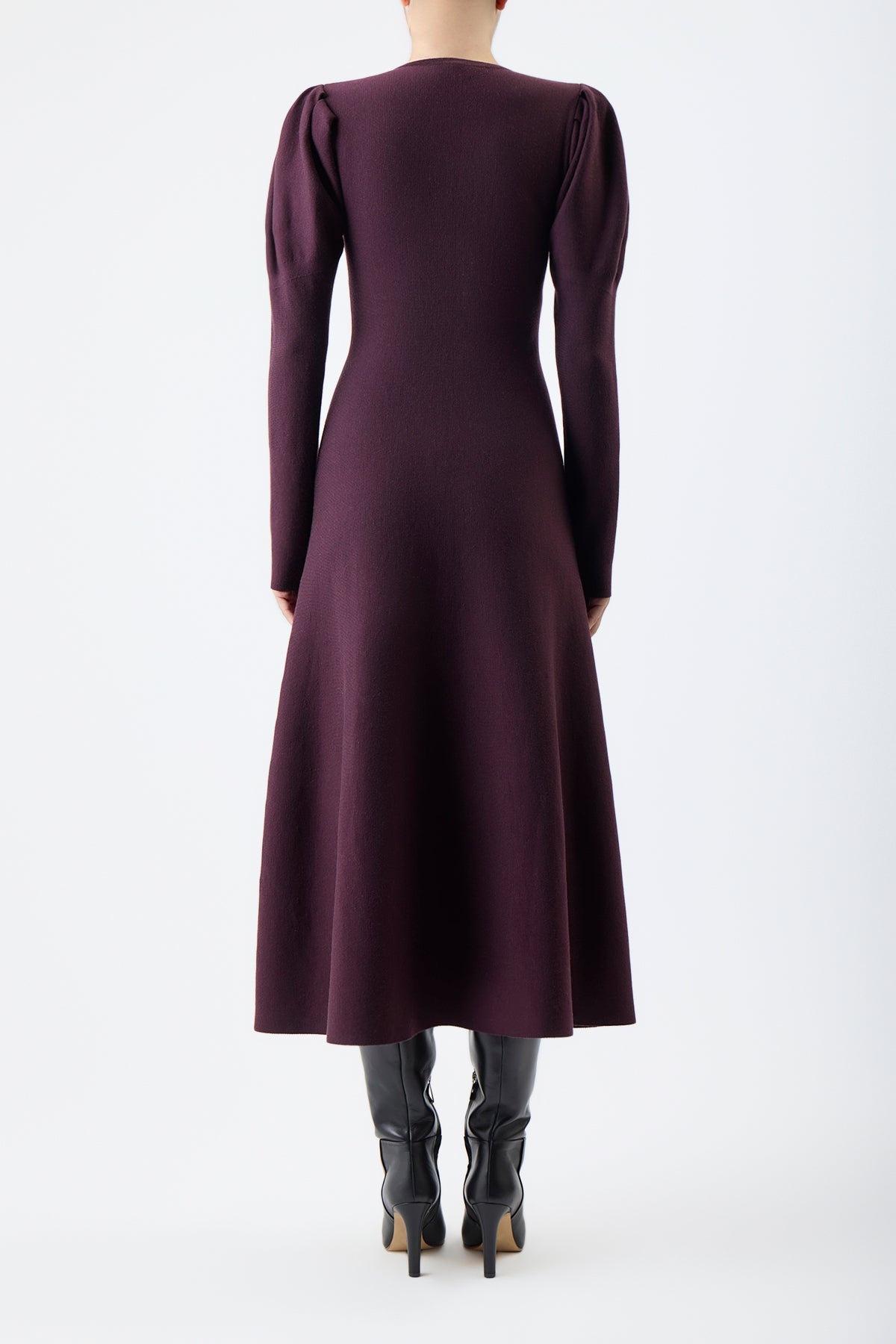 Hannah Dress in Deep Bordeaux Cashmere Wool - 4