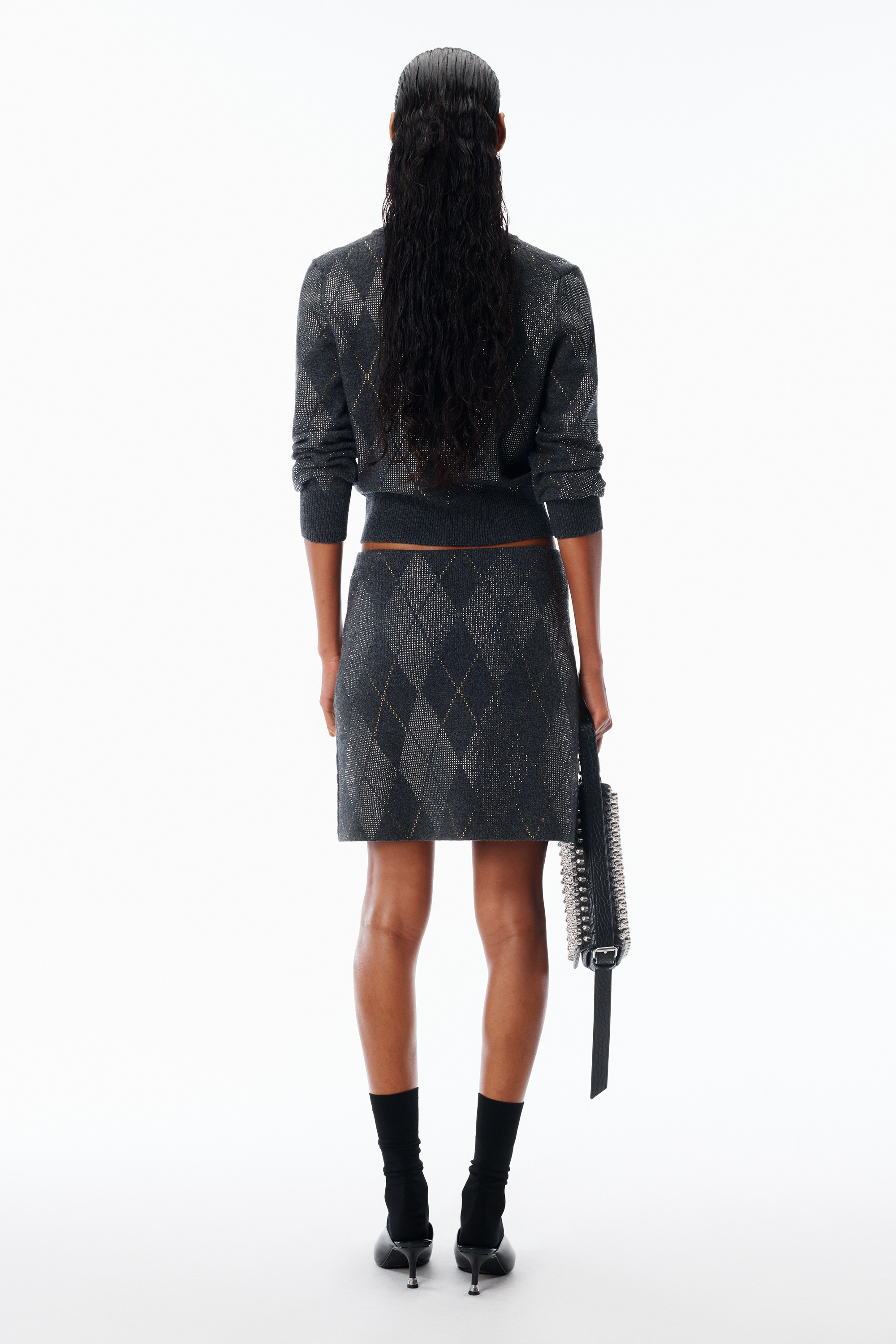 Crystal Hotfix Wool-Blend Argyle Cardigan - 4