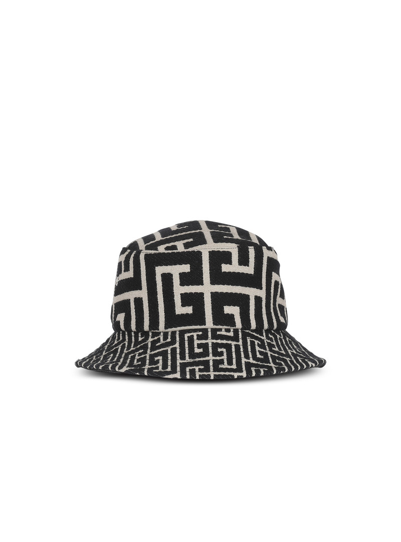 Cotton canvas bucket hat with Balmain Paris logo 1