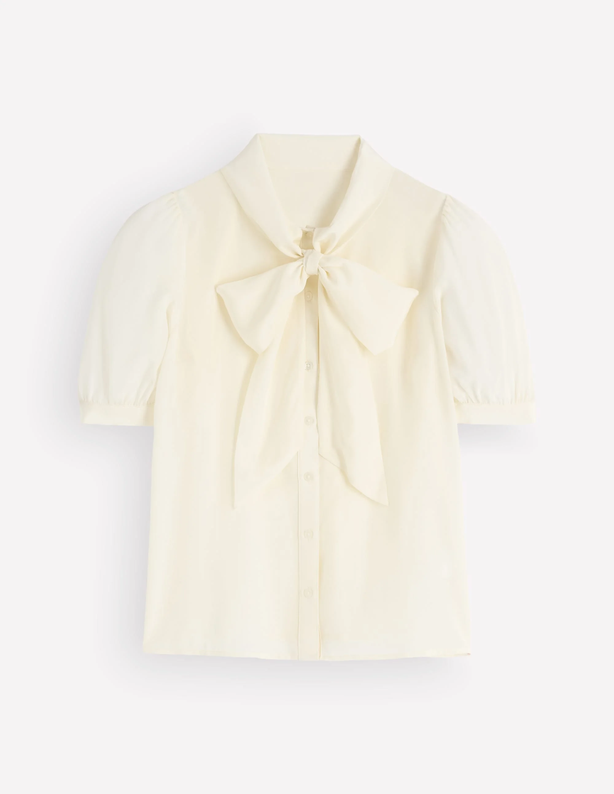 Tie Neck Silk Top-Ivory - 1