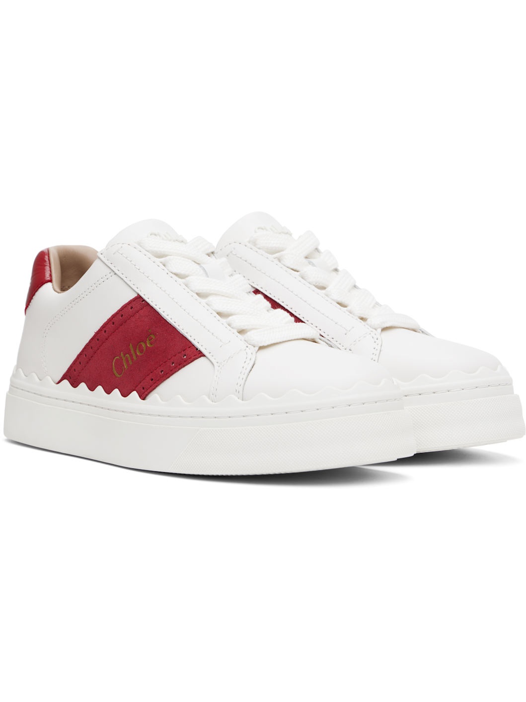 White & Red Lauren Sneakers - 4