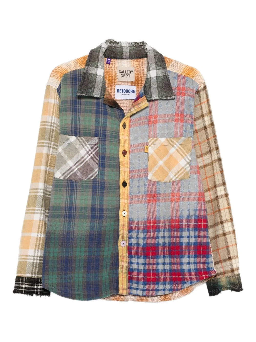 patchwork checked shirt - 1