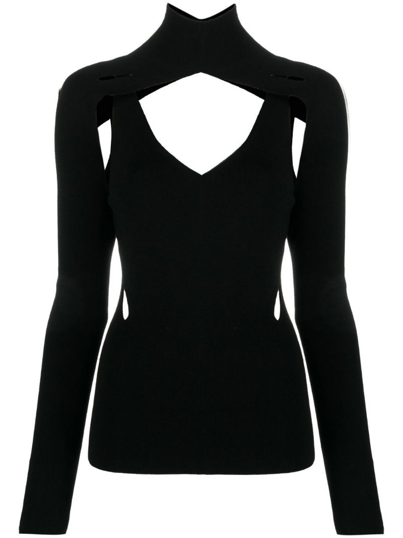 cut-out detail knitted top - 2