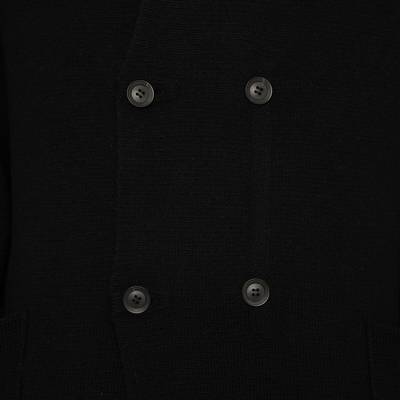 Yohji Yamamoto Double-Breasted Knitted Coat in Black outlook