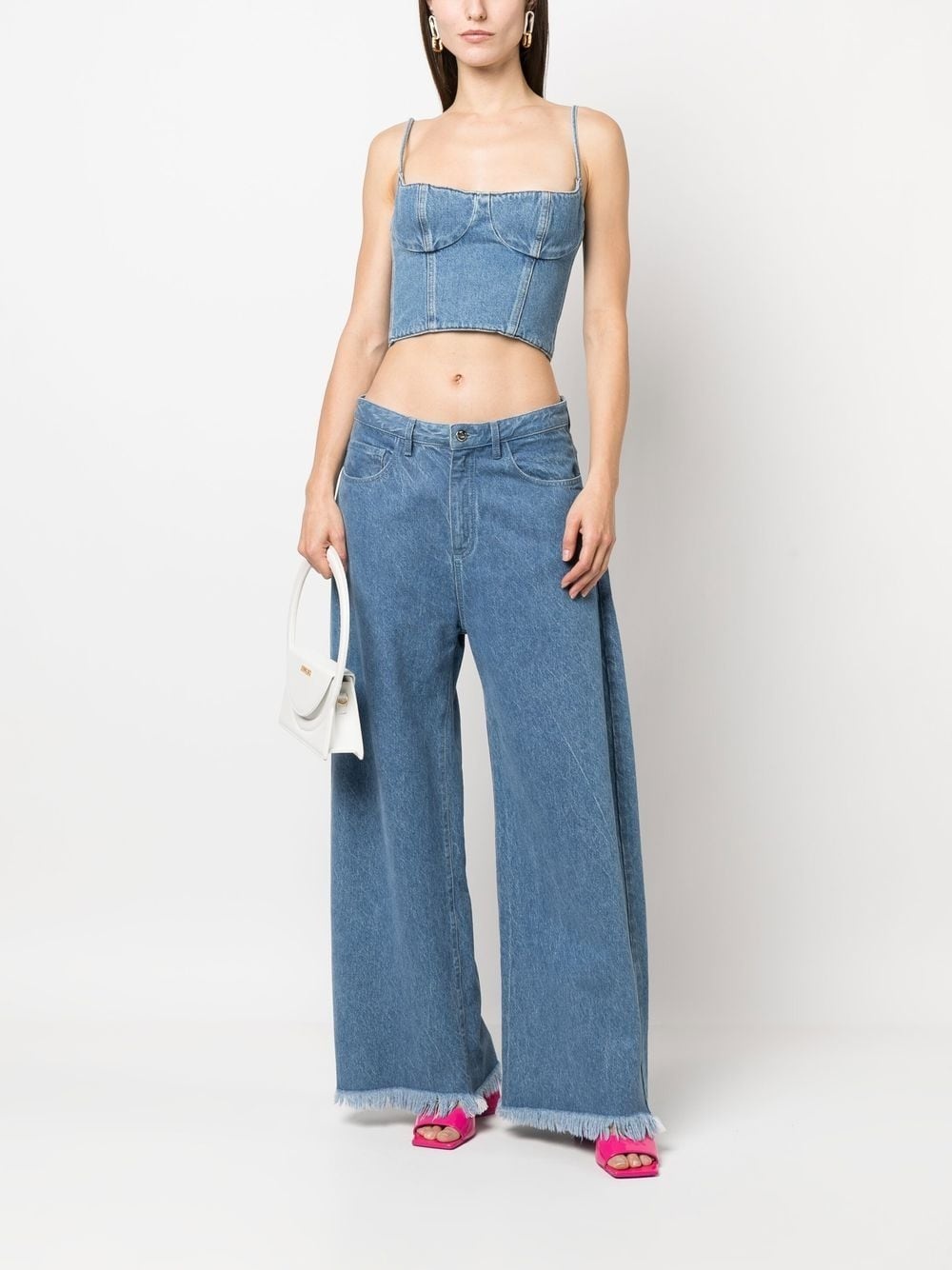 cropped denim top - 2