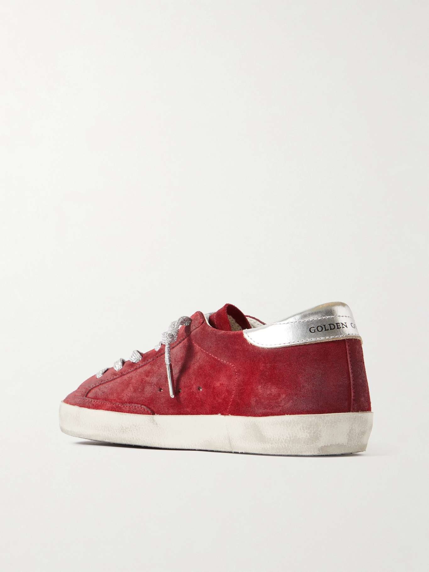 Super-star distressed metallic leather-trimmed suede sneakers - 3