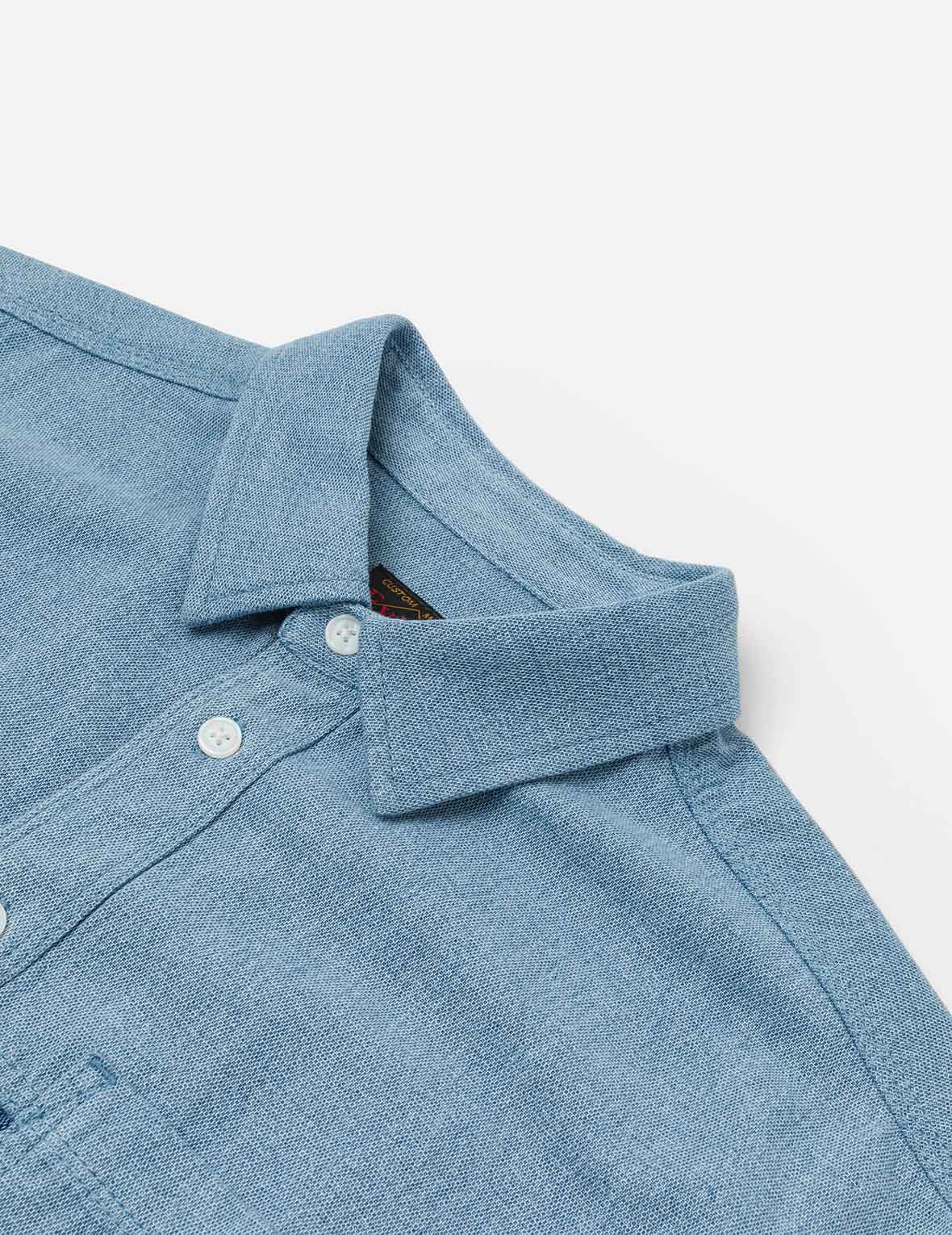 Panel Design Fashion Fit Denim Short-Sleeves Shirt - 6