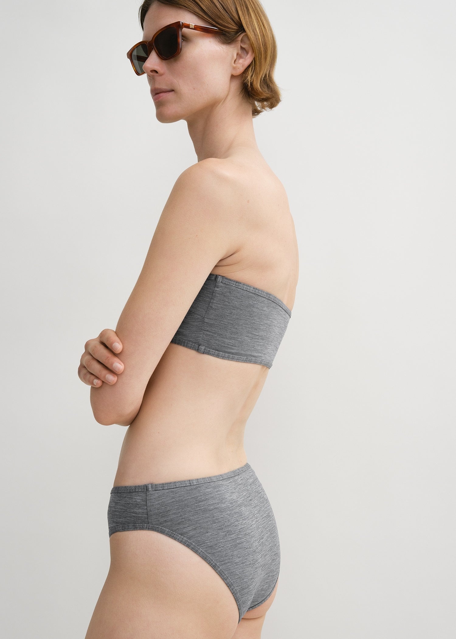 Binding-edge bikini bottoms grey melange - 5