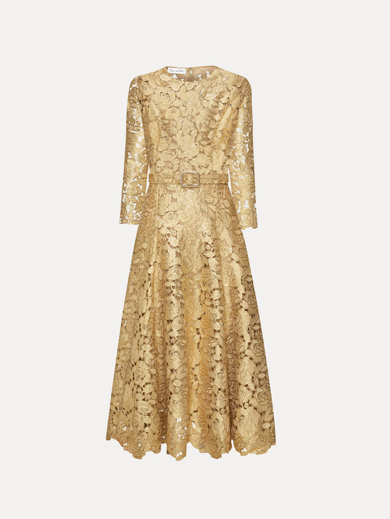 GOLD FOIL ROSE GUIPURE DRESS 1