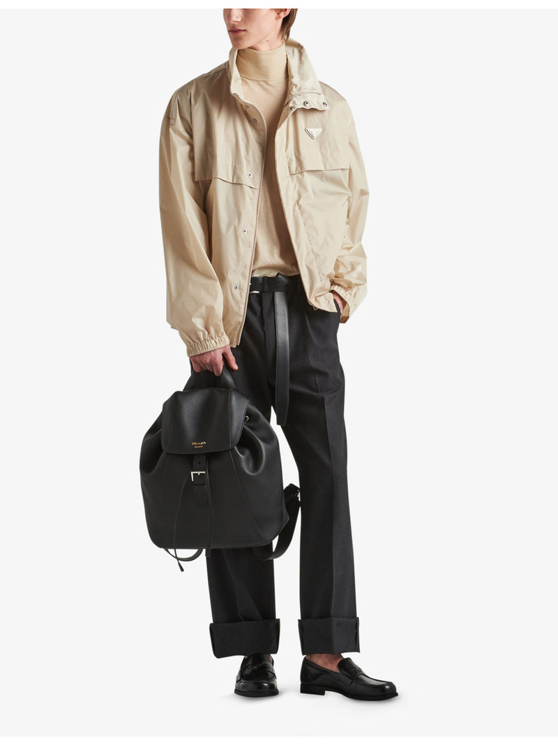 Prada Logo-embroidered funnel-neck nylon jacket outlook