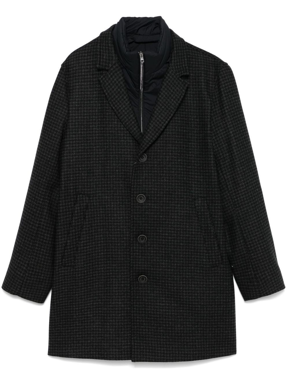 houndstooth layered single-breasted coat - 1