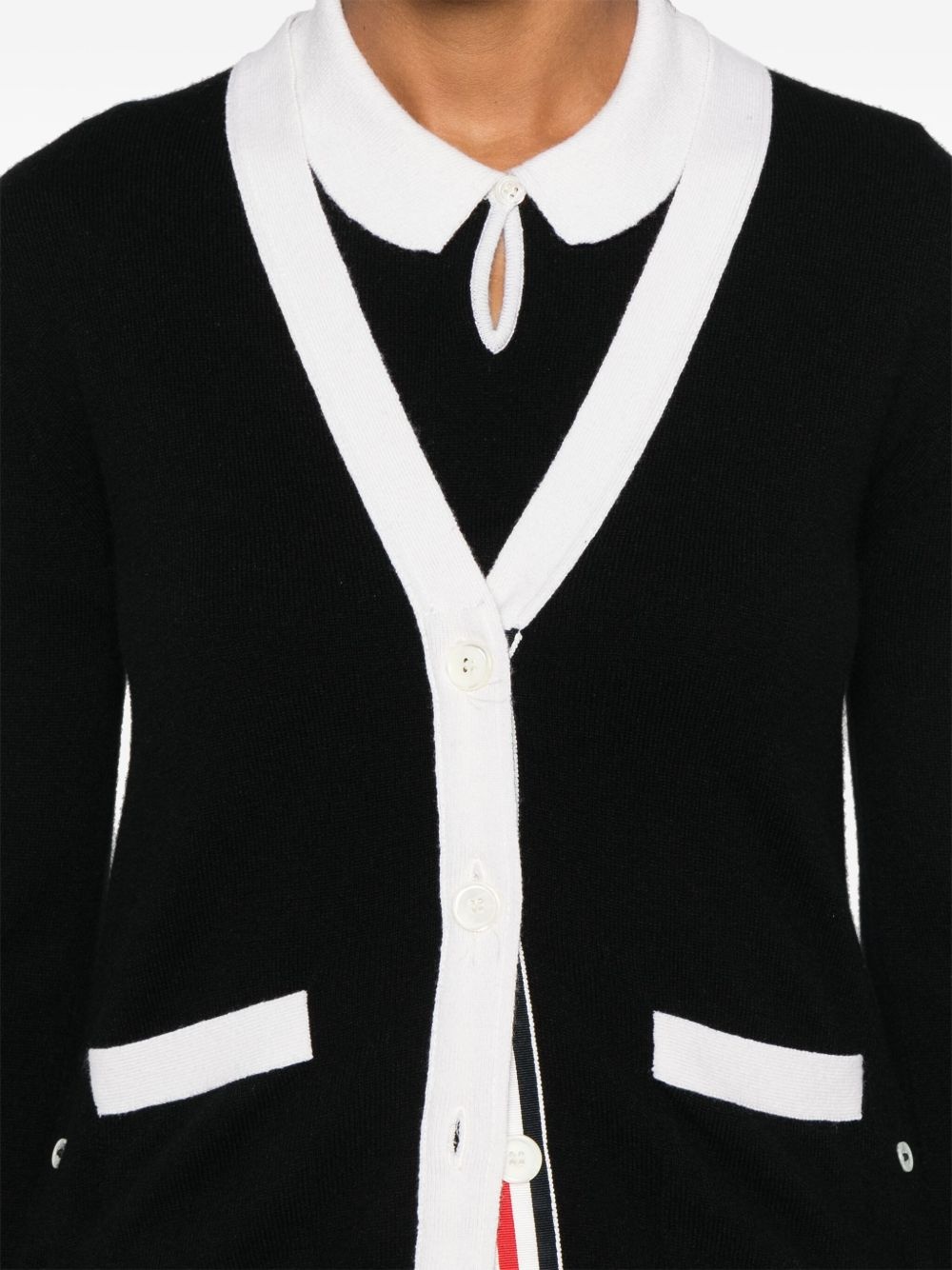 tipping-detailed cashmere cardigan - 5