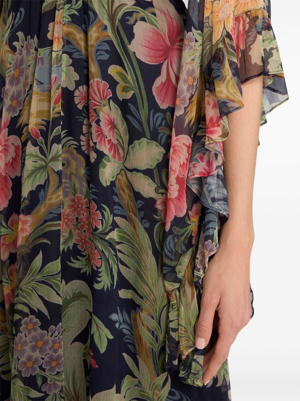 floral-print silk maxi dress - 4