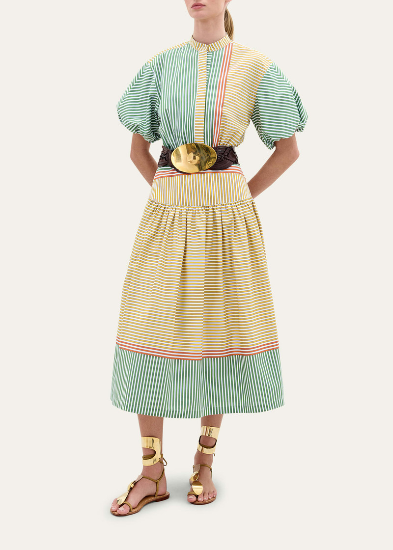 SILVIA TCHERASSI Jil Stripe Cotton Midi Shirt Dress outlook