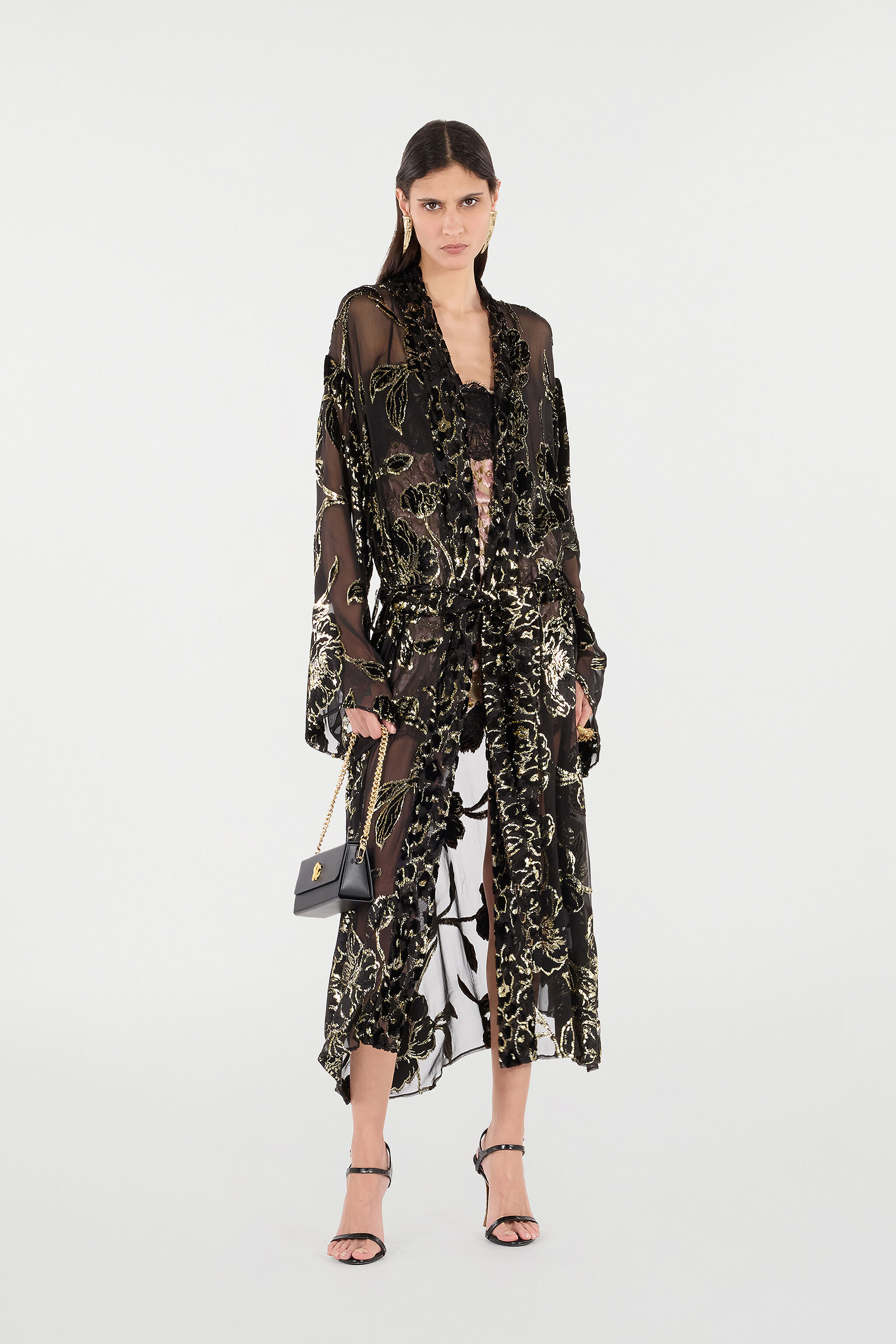 See-Through Robe With Floral Pattern - 2