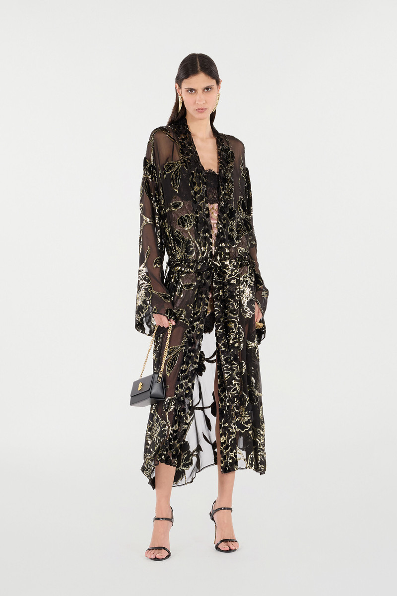 Roberto Cavalli See-Through Robe With Floral Pattern outlook