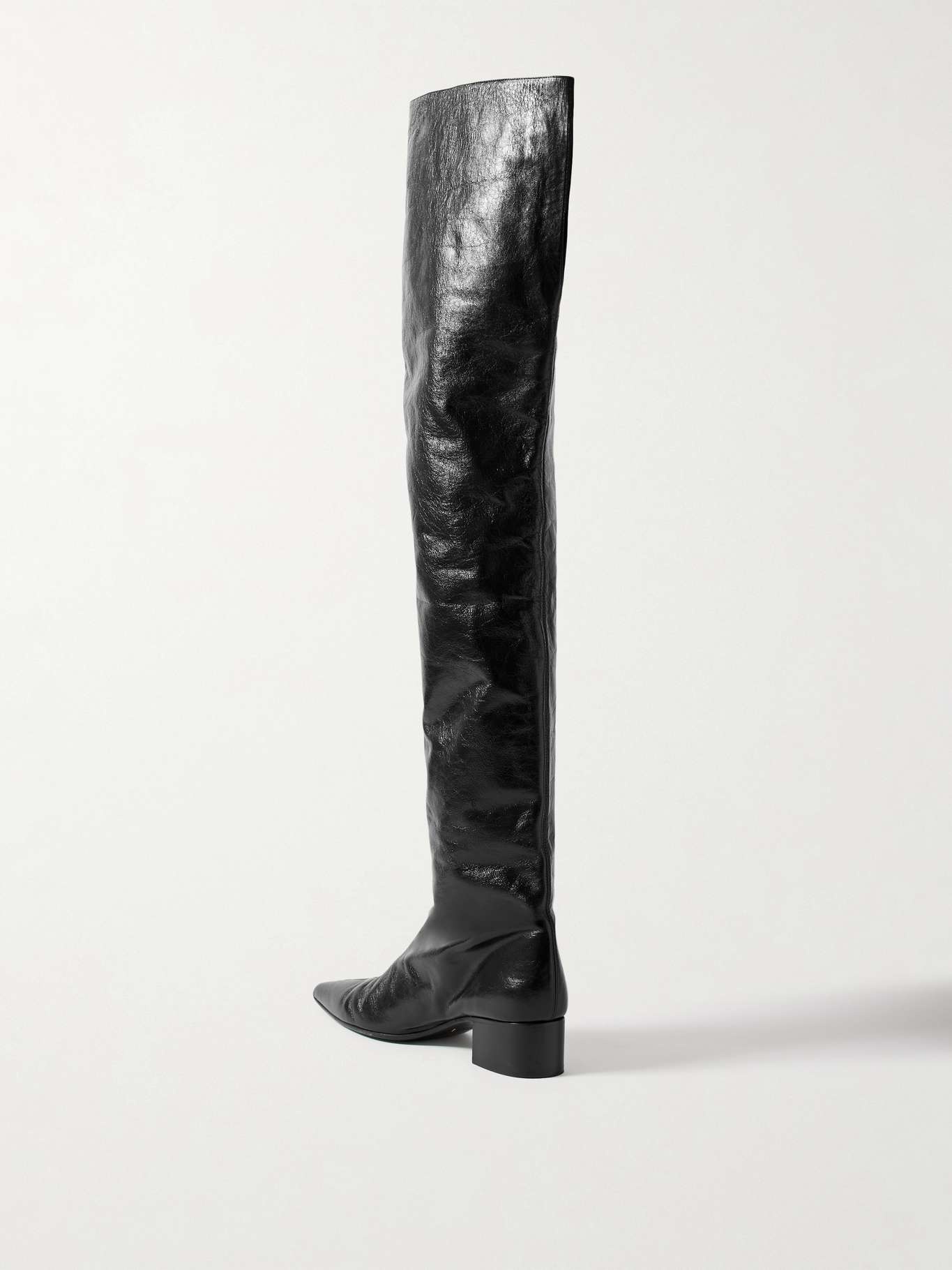 Andee crinkled-leather over-the-knee boots Black - 3