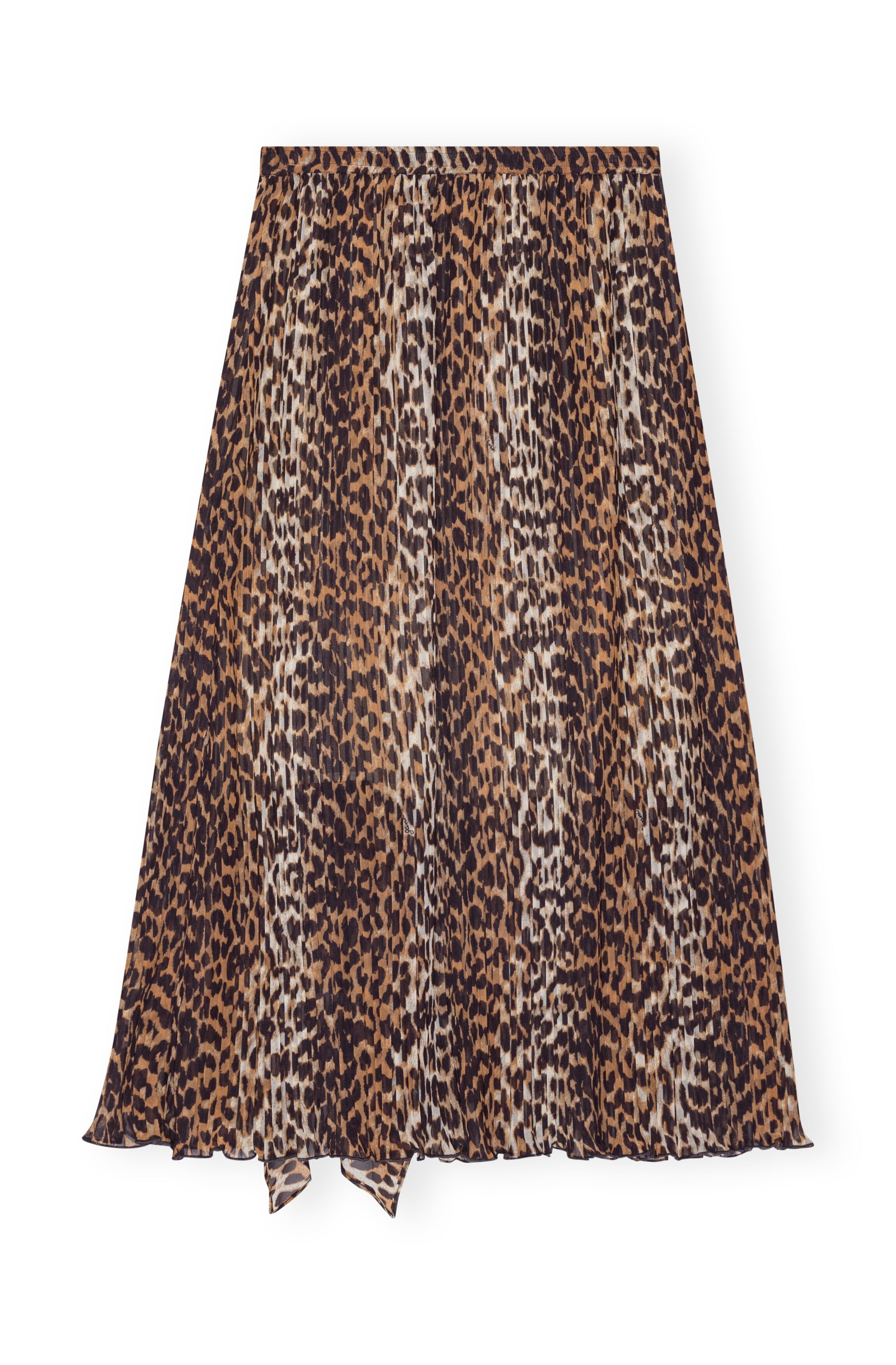 LEOPARD PLEATED GEORGETTE MIDI FLOUNCE SKIRT - 1