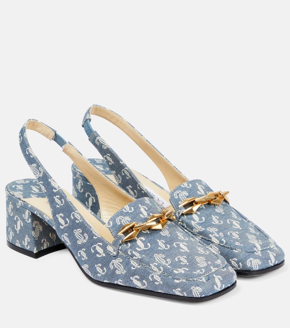 Diamond Tilda denim slingback pumps - 1