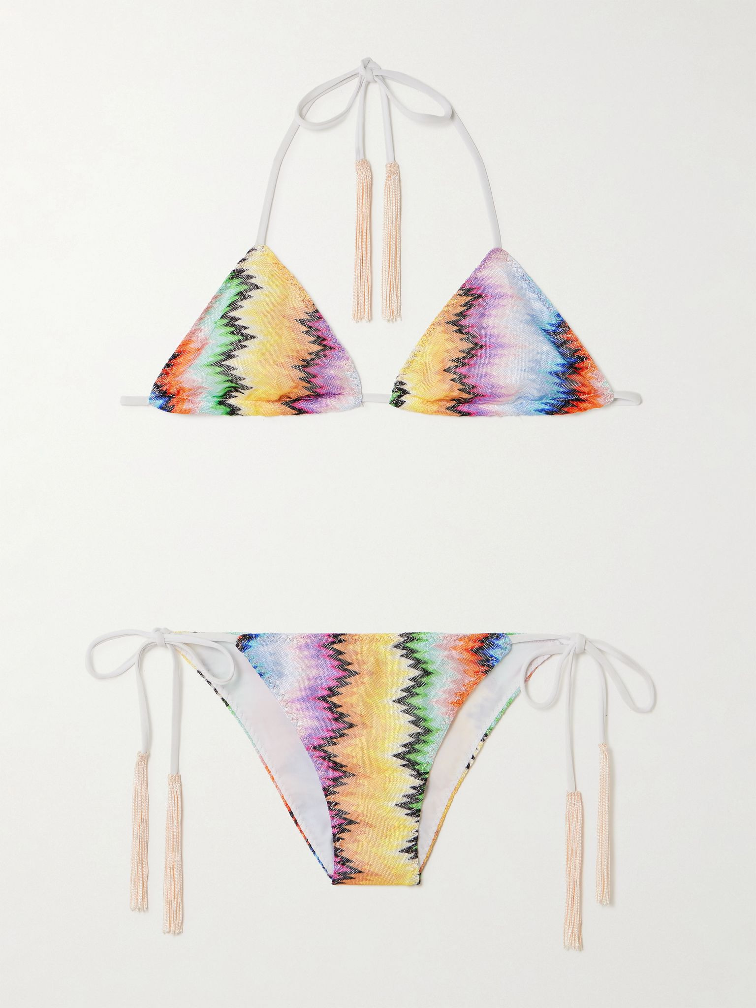 Mare fringed striped crochet-knit triangle bikini Multi - 1